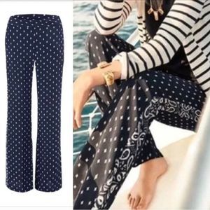 CAbi Navy Track Star Trousers Wide Leg Pants Paisley Side Stripe Style 5176